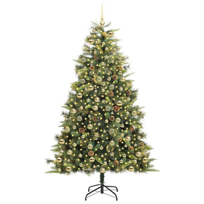 Artificial Hinged Christmas Tree with Cones Green 210 cm