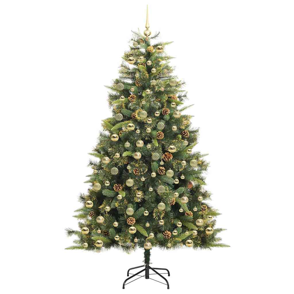 Artificial Hinged Christmas Tree with Cones Green 210 cm