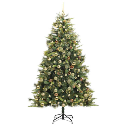 Artificial Hinged Christmas Tree with Cones Green 210 cm