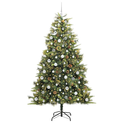 Artificial Hinged Christmas Tree with Cones Green 210 cm