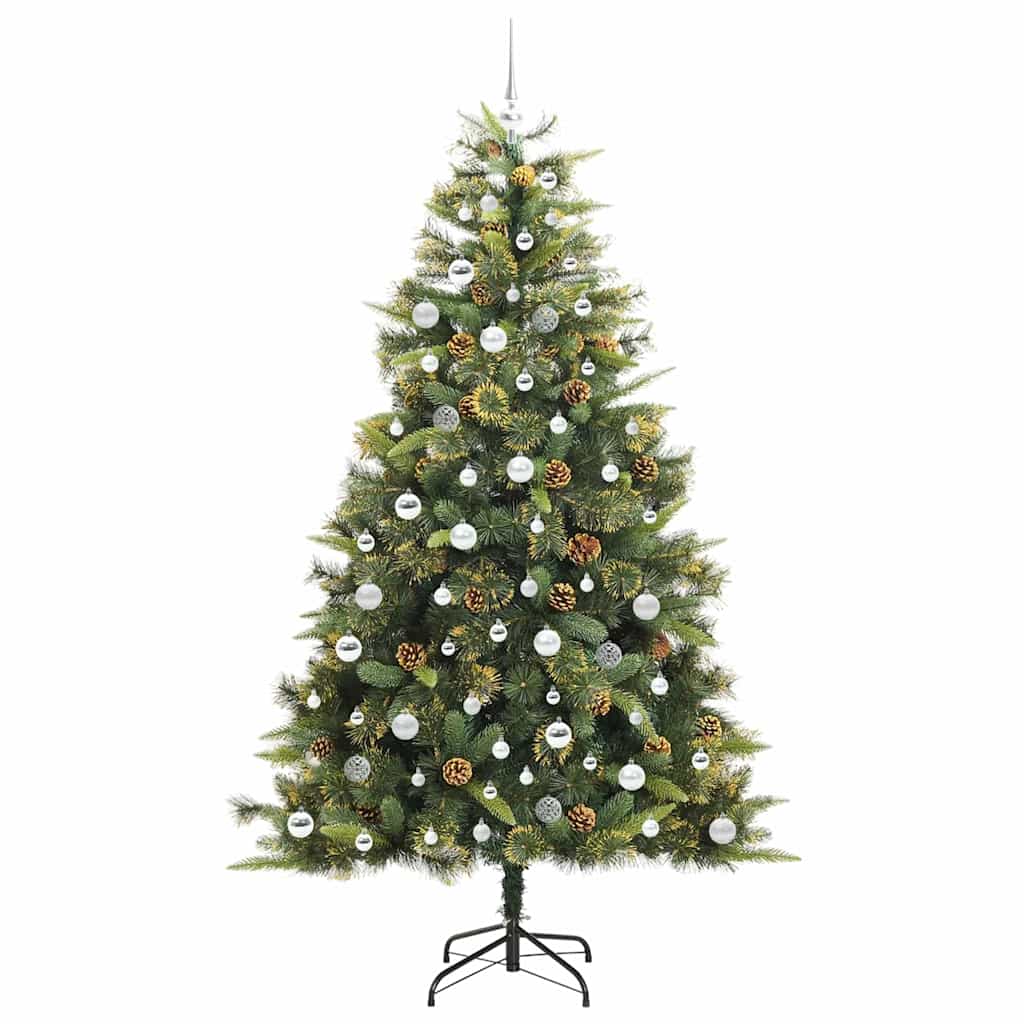 Artificial Hinged Christmas Tree with Cones Green 210 cm