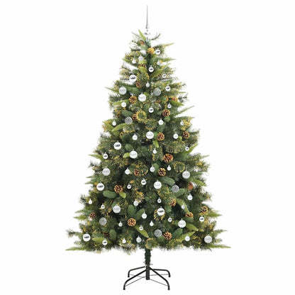 Artificial Hinged Christmas Tree with Cones Green 210 cm