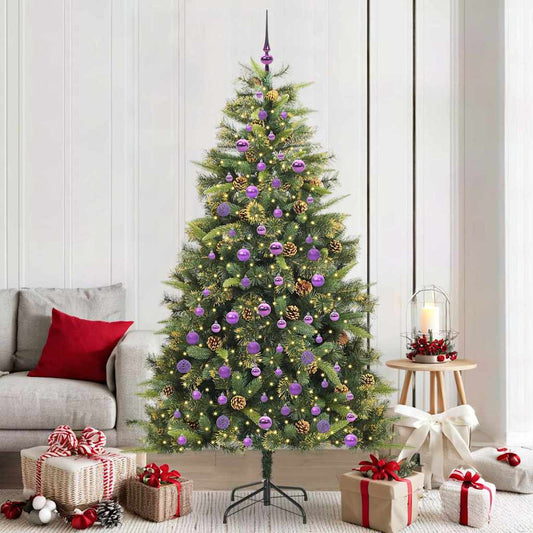 Artificial Hinged Christmas Tree with Cones Green 210 cm