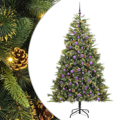 Artificial Hinged Christmas Tree with Cones Green 210 cm