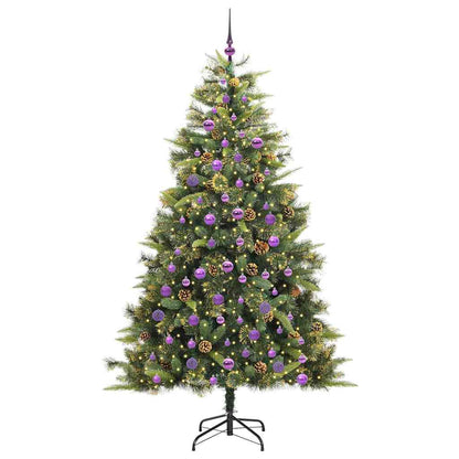 Artificial Hinged Christmas Tree with Cones Green 210 cm