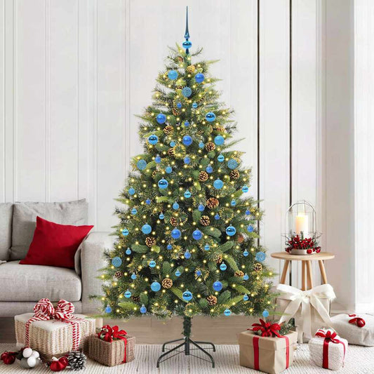 Artificial Hinged Christmas Tree with Cones Green 210 cm