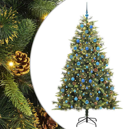 Artificial Hinged Christmas Tree with Cones Green 210 cm