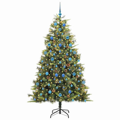 Artificial Hinged Christmas Tree with Cones Green 210 cm