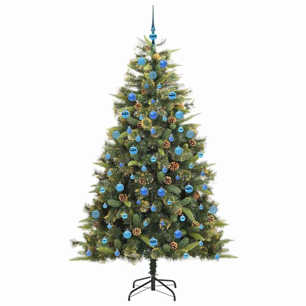Artificial Hinged Christmas Tree with Cones Green 210 cm