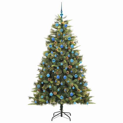Artificial Hinged Christmas Tree with Cones Green 210 cm