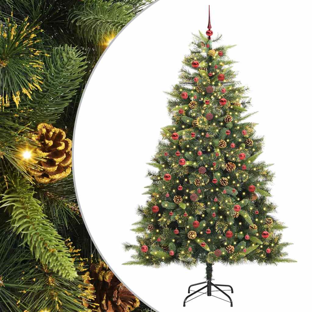 Artificial Hinged Christmas Tree with Cones Green 240 cm