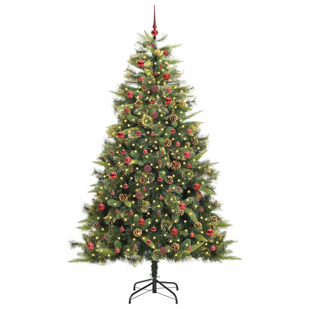 Artificial Hinged Christmas Tree with Cones Green 240 cm