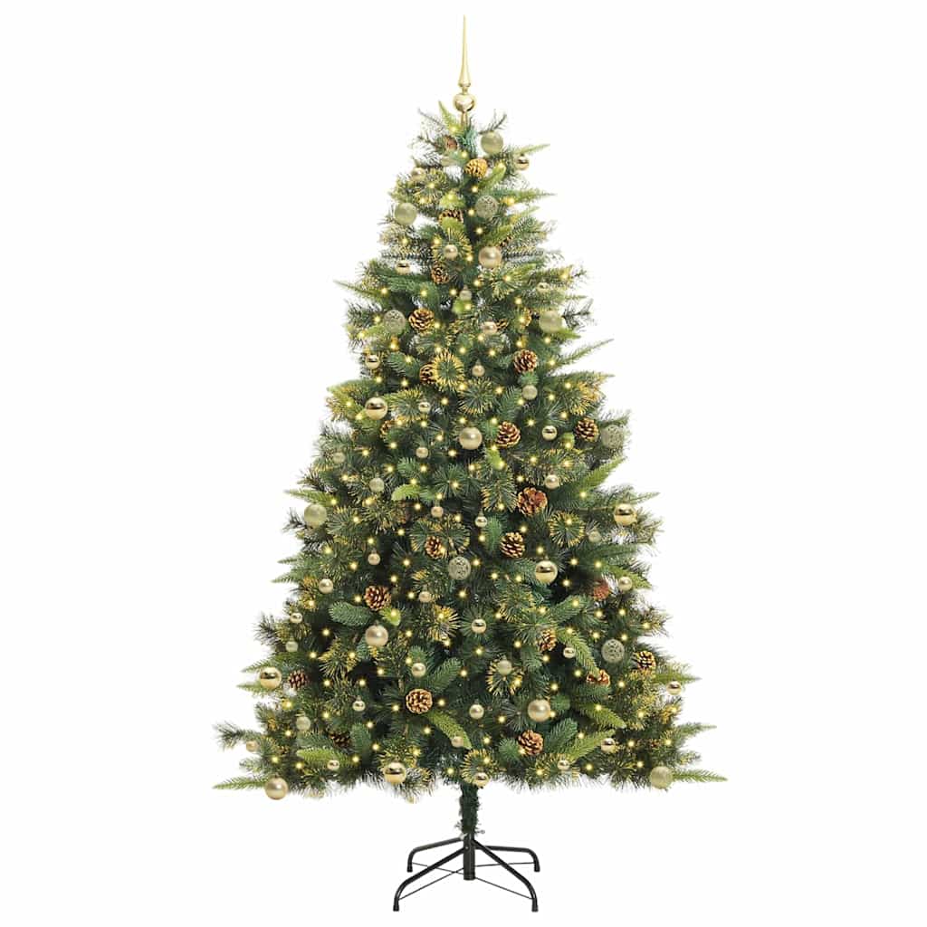 Artificial Hinged Christmas Tree with Cones Green 240 cm