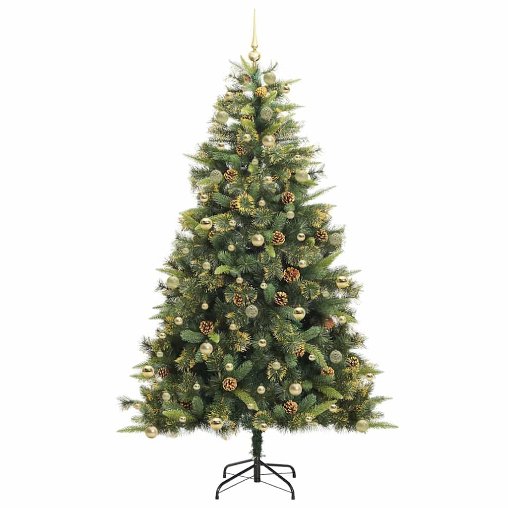 Artificial Hinged Christmas Tree with Cones Green 240 cm
