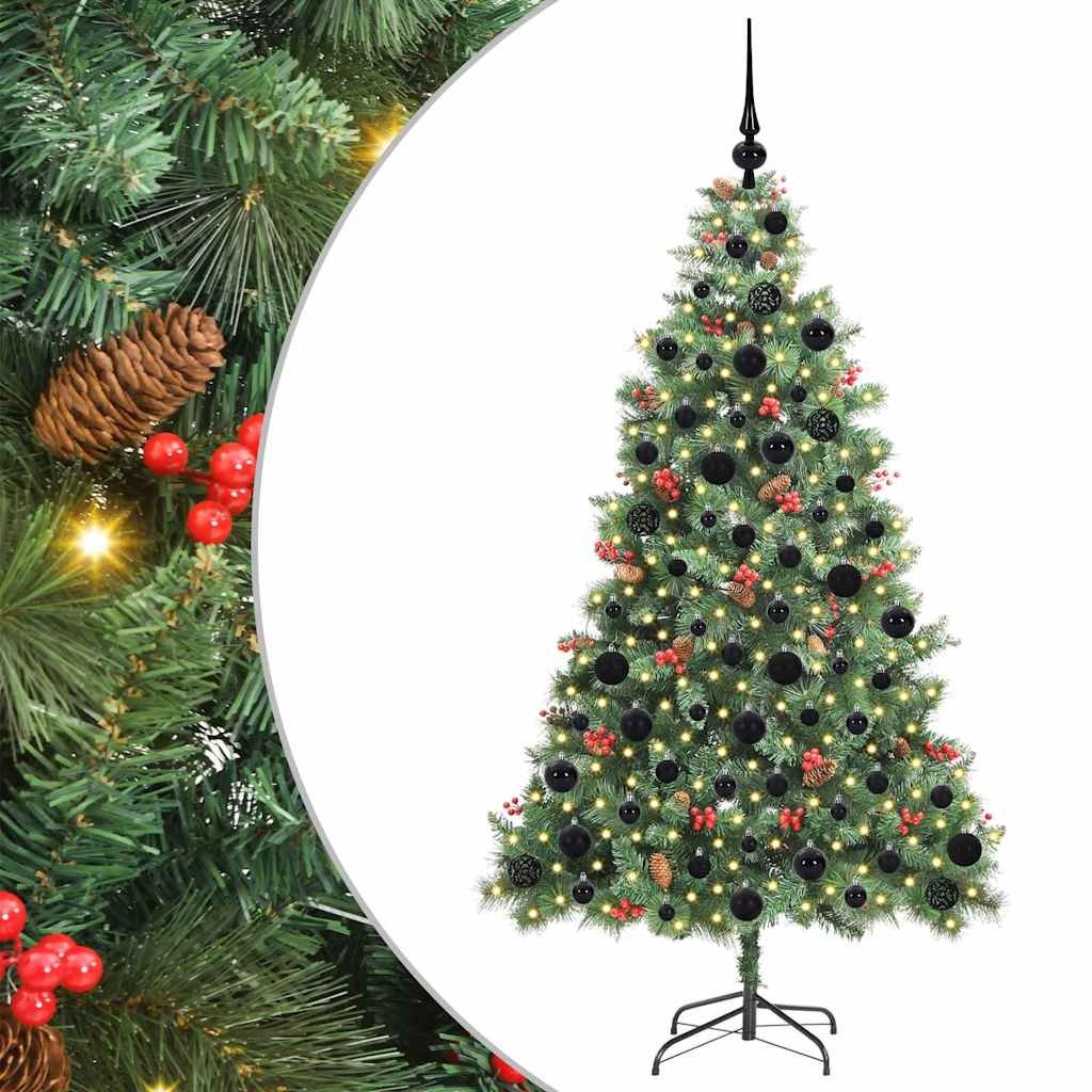 Artificial Christmas Tree 300 LEDs Warm White PVC and Metal