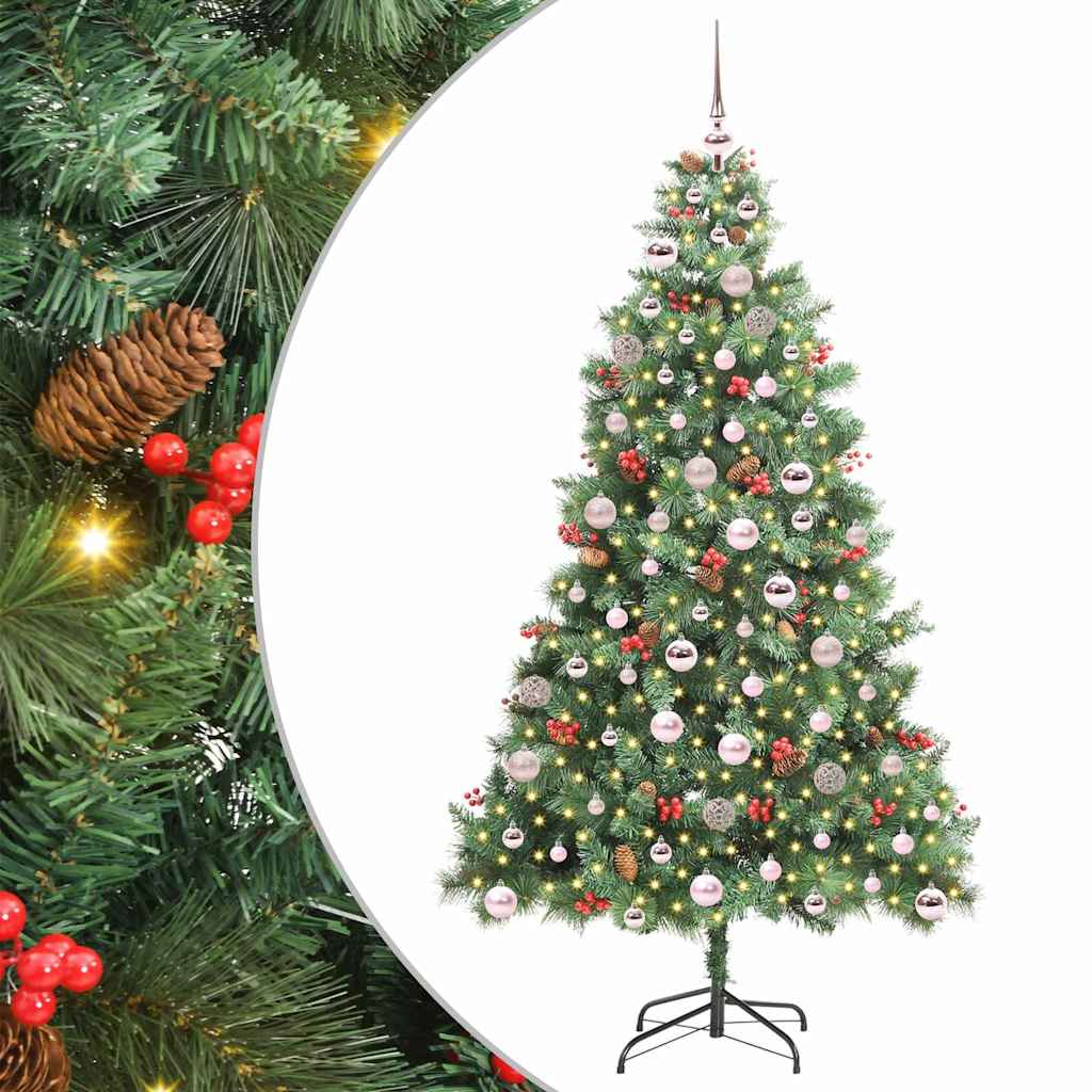 Artificial Christmas Tree 300 LEDs Warm White PVC and Metal