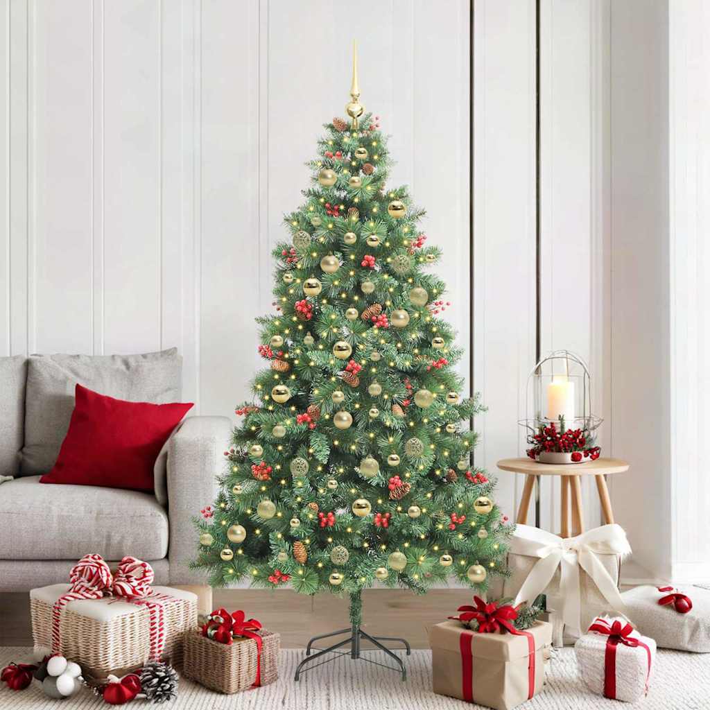 Artificial Christmas Tree 300 LEDs Warm White PVC and Metal