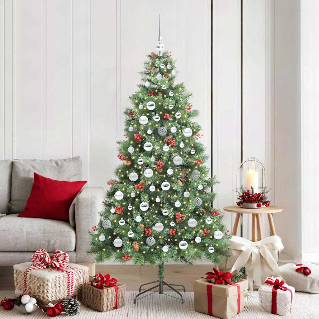 Artificial Christmas Tree 300 LEDs Warm White PVC and Metal