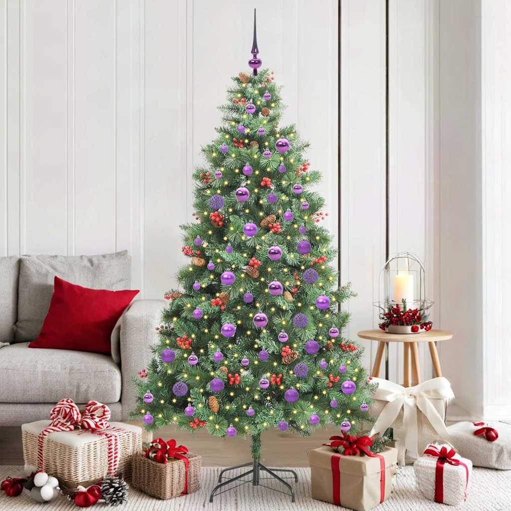 Artificial Christmas Tree 300 LEDs Warm White PVC and Metal