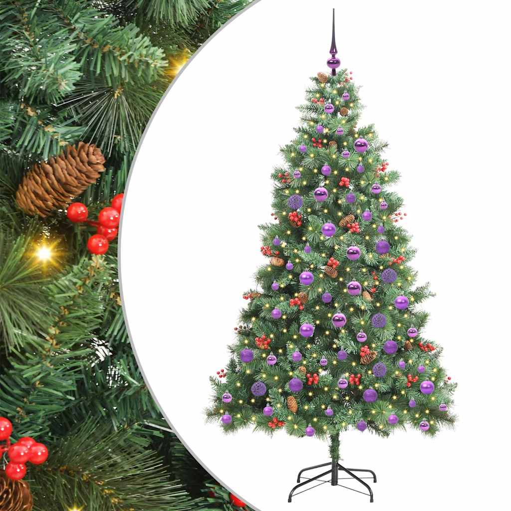 Artificial Christmas Tree 300 LEDs Warm White PVC and Metal