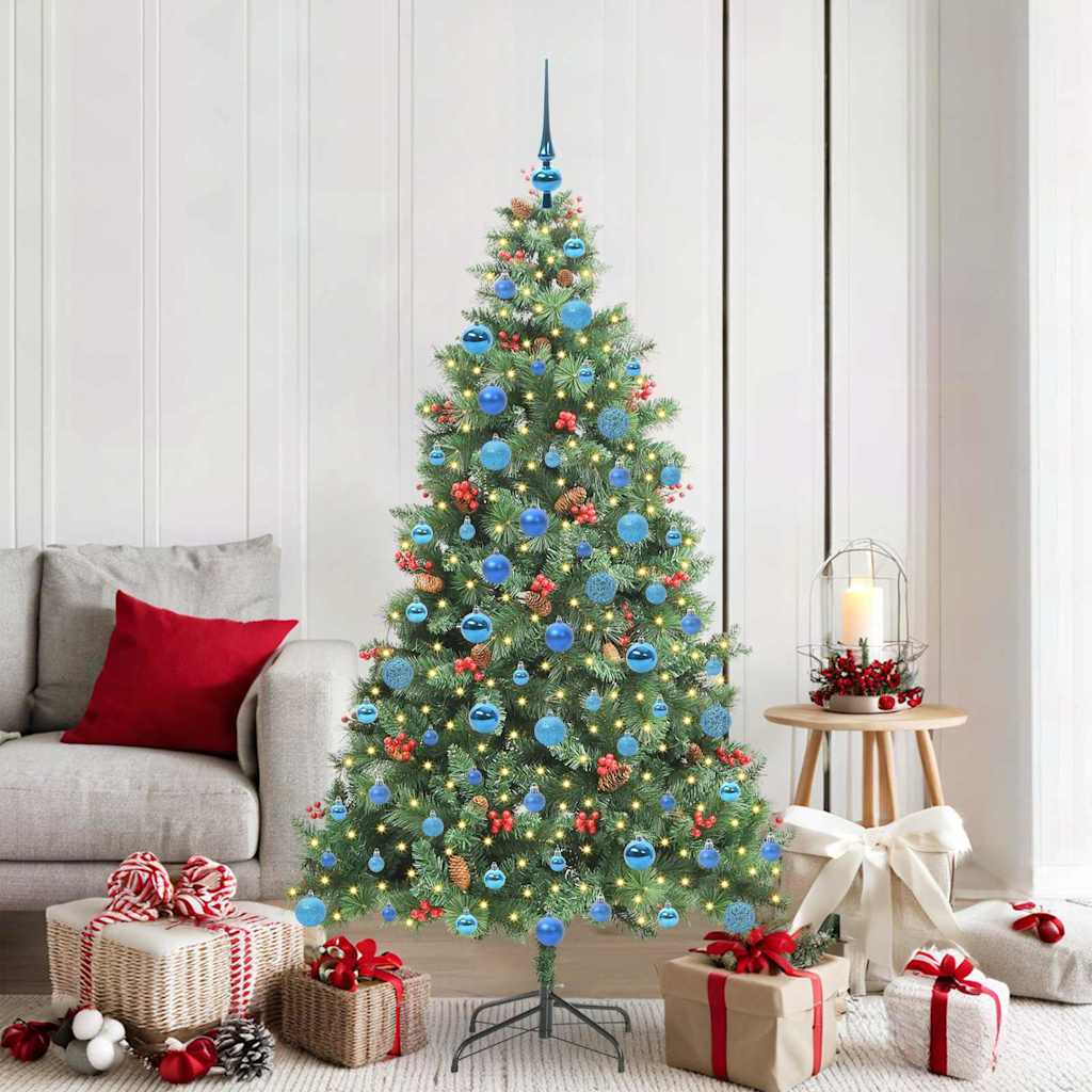 Artificial Christmas Tree 300 LEDs Warm White PVC and Metal