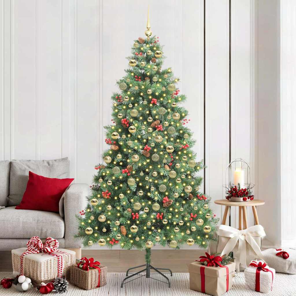Artificial Christmas Tree 300 LEDs Warm White PVC and Metal