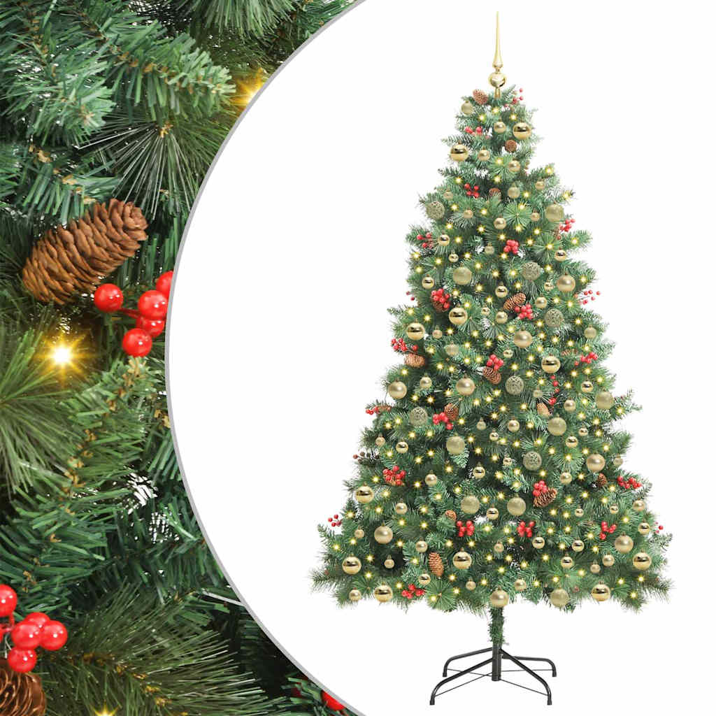 Artificial Christmas Tree 300 LEDs Warm White PVC and Metal