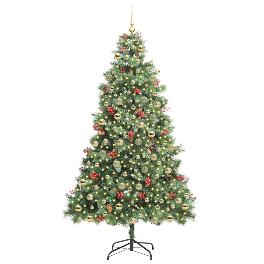 Artificial Christmas Tree 300 LEDs Warm White PVC and Metal