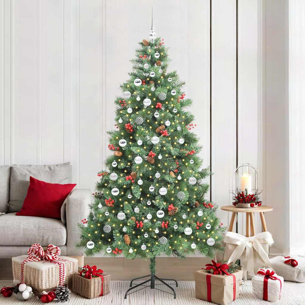 Artificial Christmas Tree 300 LEDs Warm White PVC and Metal