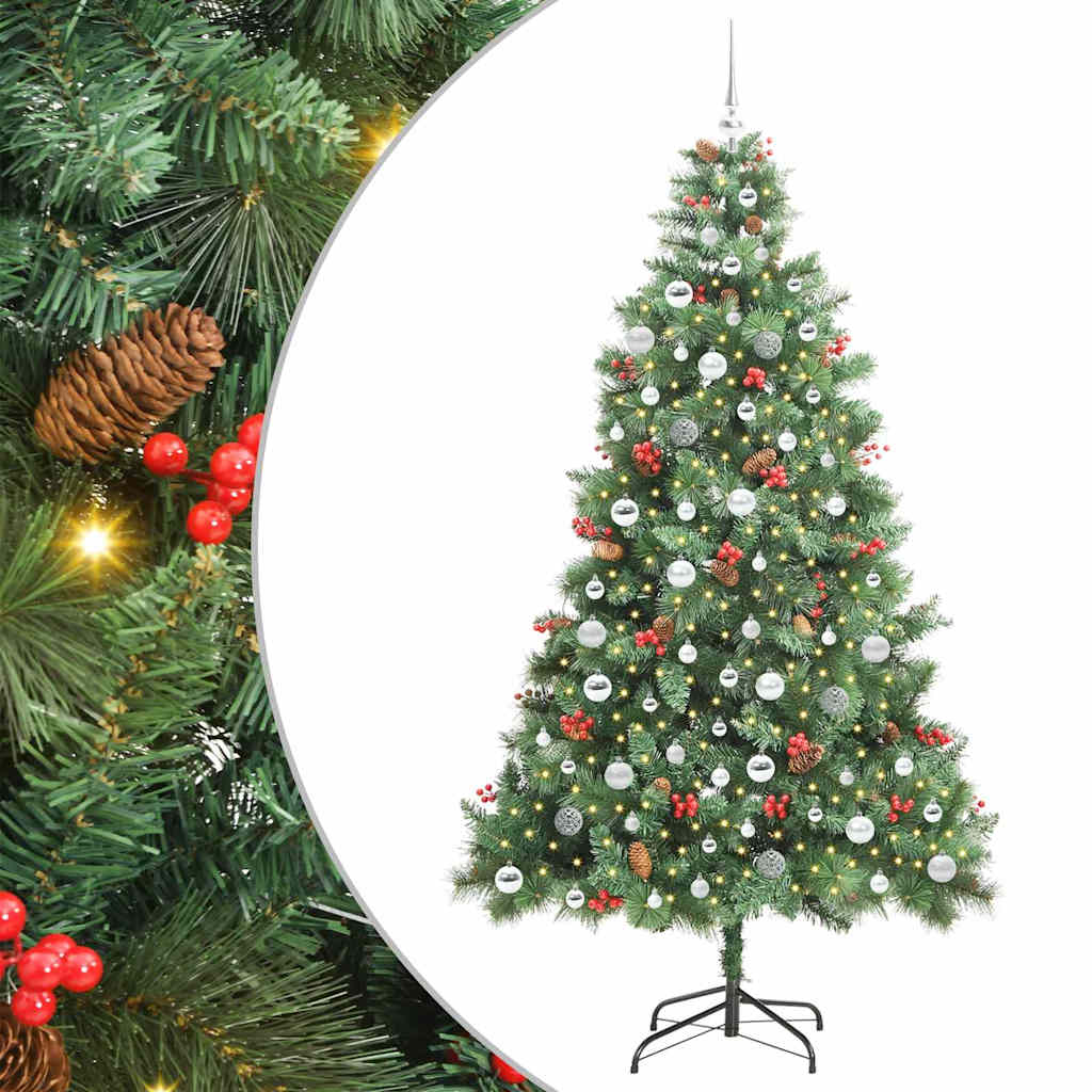Artificial Christmas Tree 300 LEDs Warm White PVC and Metal