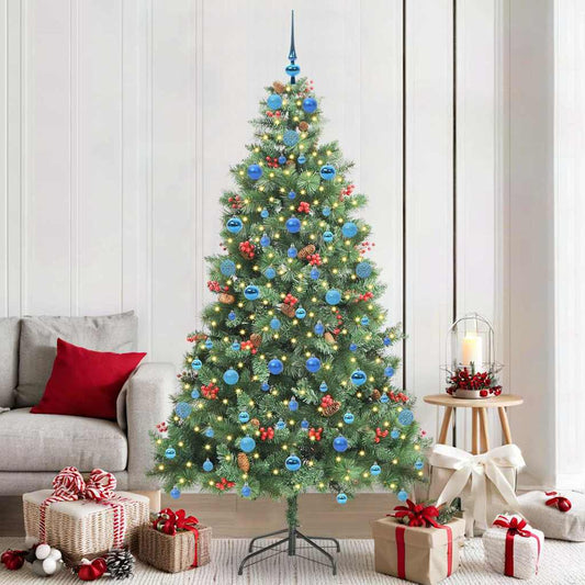 Artificial Christmas Tree 300 LEDs Warm White PVC and Metal