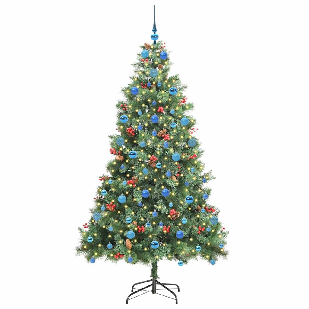 Artificial Christmas Tree 300 LEDs Warm White PVC and Metal
