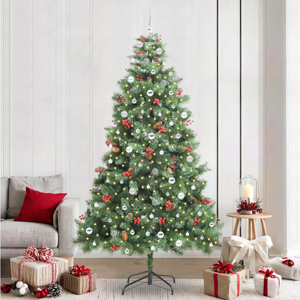 Artificial Christmas Tree 300 LEDs Warm White PVC and Metal