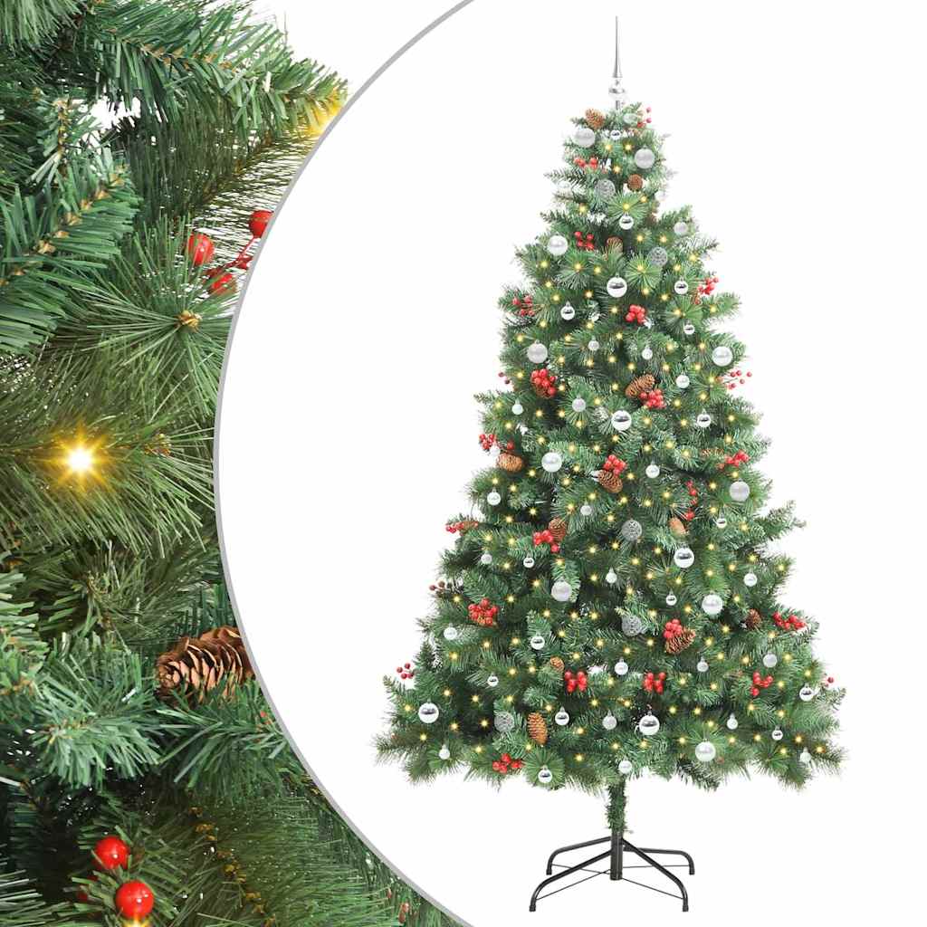 Artificial Christmas Tree 300 LEDs Warm White PVC and Metal