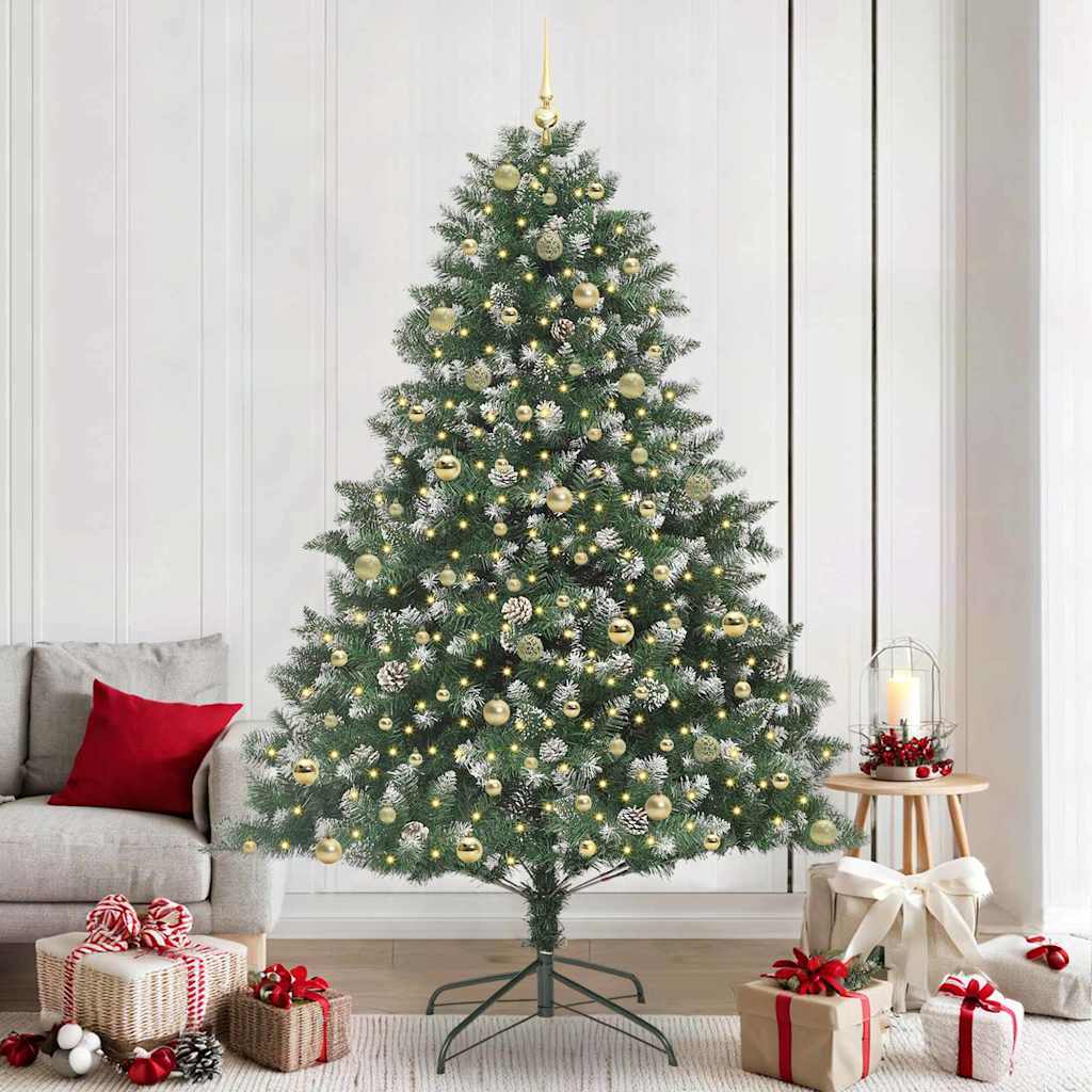 Artificial Christmas Tree with 300 LEDs with Stand Green 240 cm