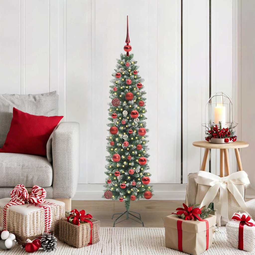 Artificial Slim Christmas Tree Green and White 120 cm