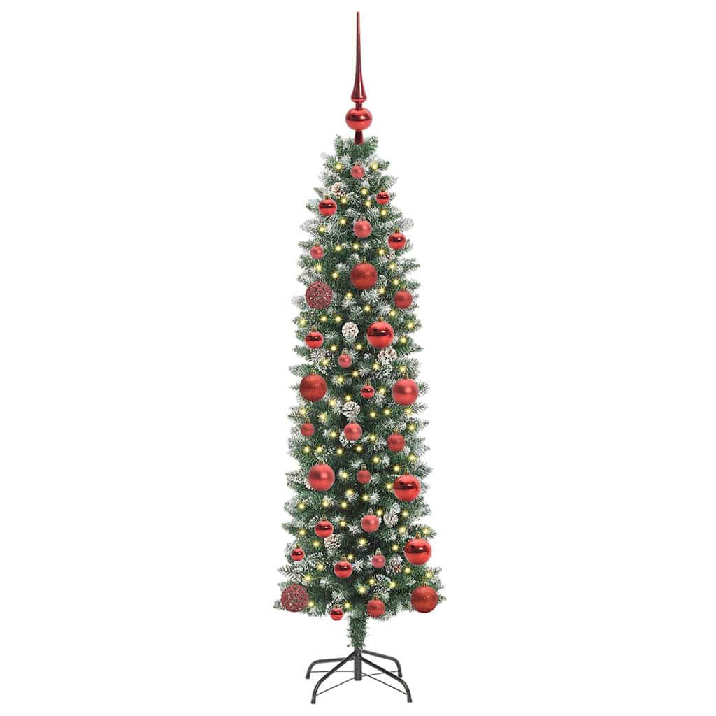 Artificial Slim Christmas Tree Green and White 120 cm