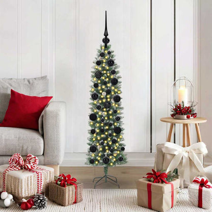 Artificial Slim Christmas Tree Green and White 120 cm