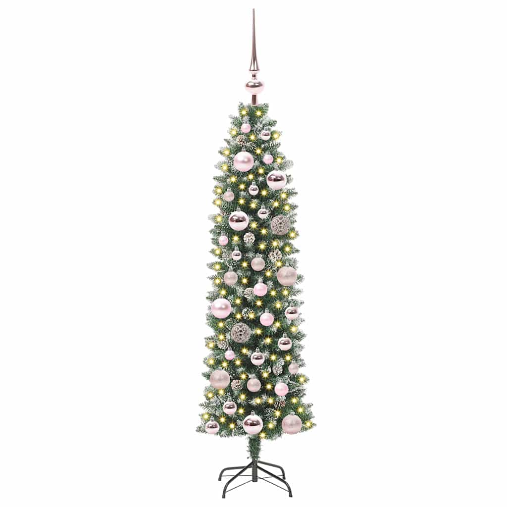 Artificial Slim Christmas Tree Green and White 120 cm