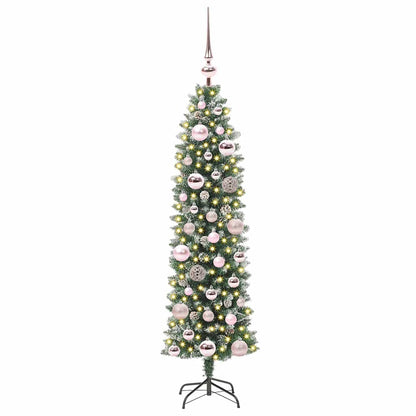 Artificial Slim Christmas Tree Green and White 120 cm
