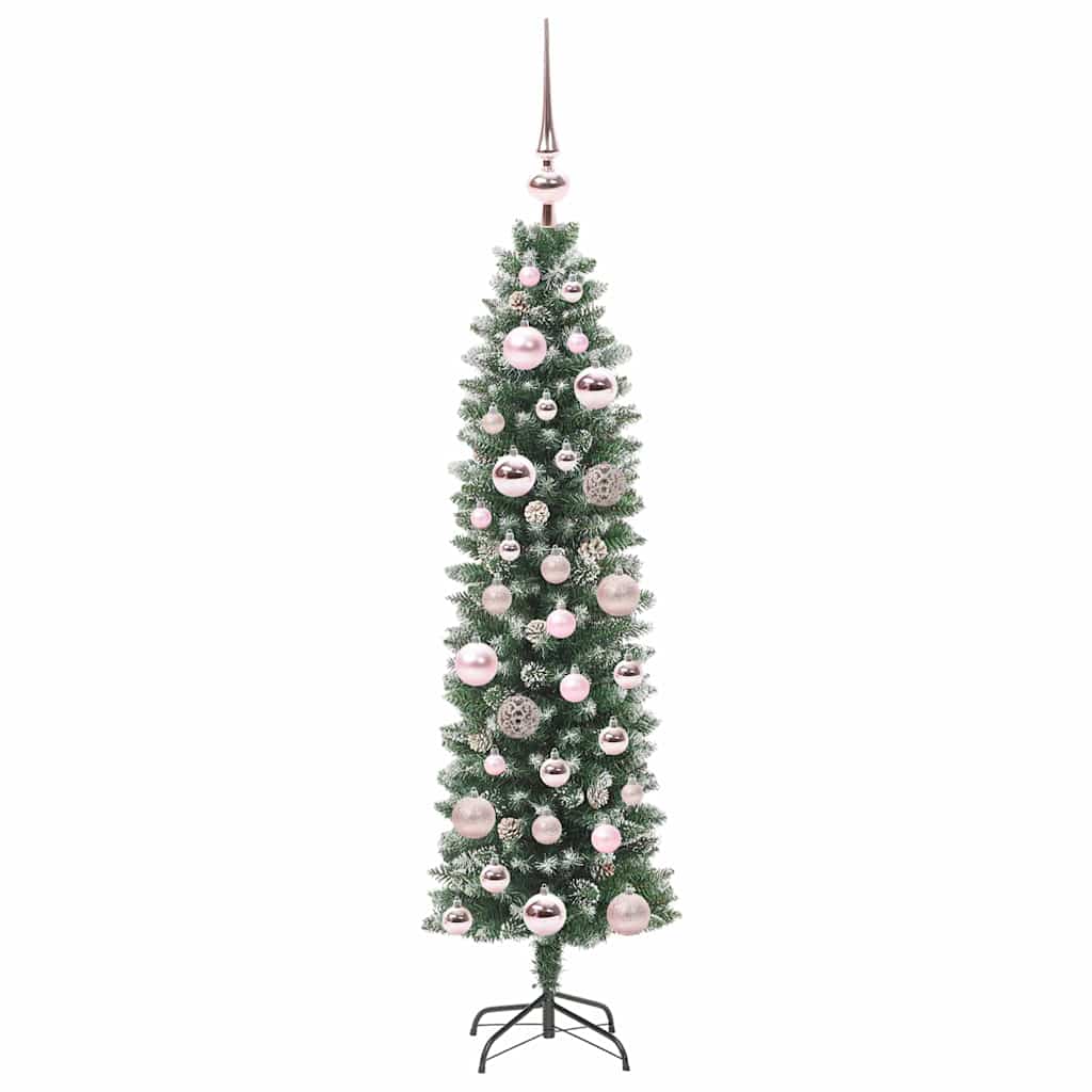Artificial Slim Christmas Tree Green and White 120 cm