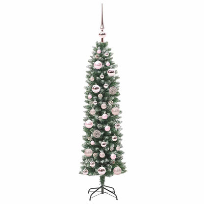 Artificial Slim Christmas Tree Green and White 120 cm