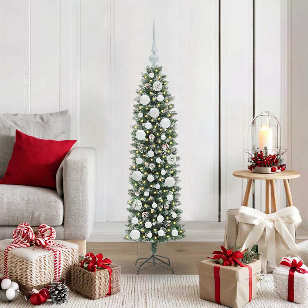 Artificial Slim Christmas Tree Green and White 120 cm