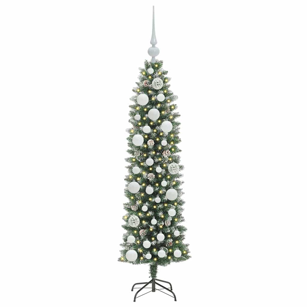 Artificial Slim Christmas Tree Green and White 120 cm