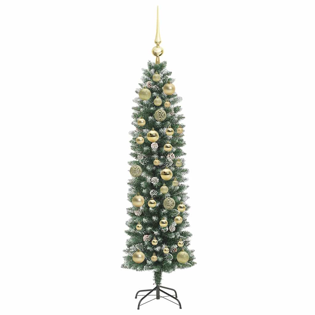 Artificial Slim Christmas Tree Green and White 120 cm