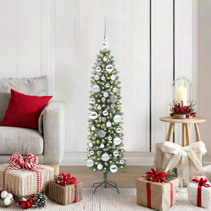 Artificial Slim Christmas Tree Green and White 120 cm