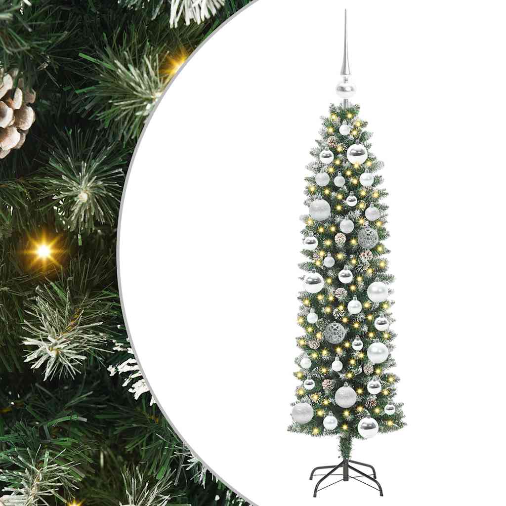 Artificial Slim Christmas Tree Green and White 120 cm