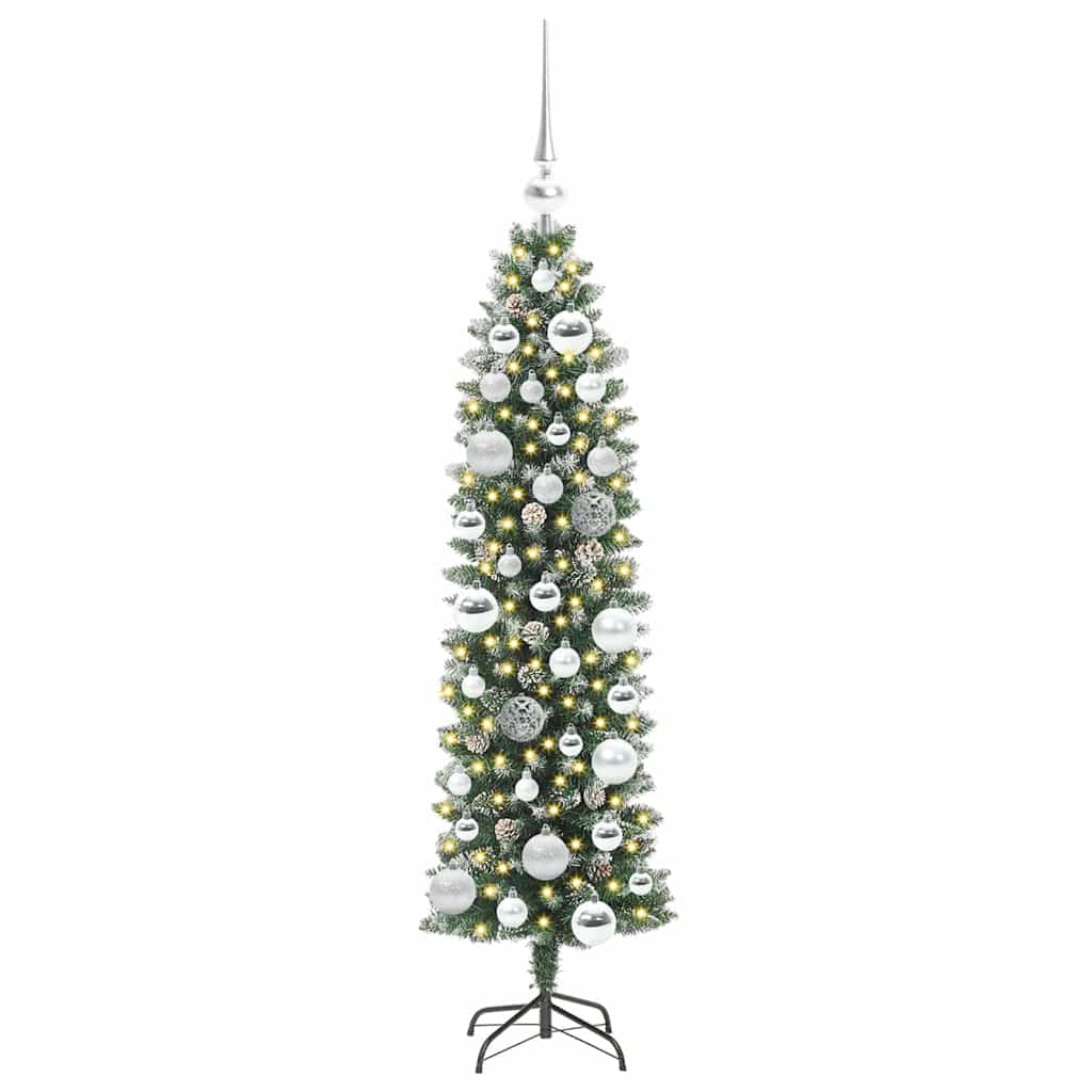 Artificial Slim Christmas Tree Green and White 120 cm