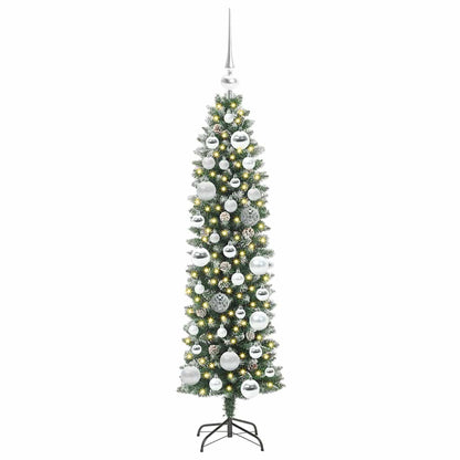 Artificial Slim Christmas Tree Green and White 120 cm