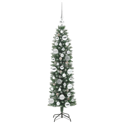 Artificial Slim Christmas Tree Green and White 120 cm